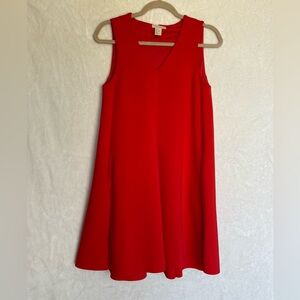 H&M Red Sleeveless V-Neck A-Line Mini Dress